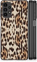 Telefoonhoesje Geschikt voor Samsung Galaxy A13 4G TPU Silicone Hoesje met Zwarte rand Leopard