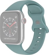 Siliconen bandje - geschikt voor Apple Watch series 1/2/3/4/5/6/7/8/9/SE/SE 2/Ultra/Ultra 2 met case size 42 mm / 44 mm / 45 mm / 49 mm - maat S/M - groenblauw