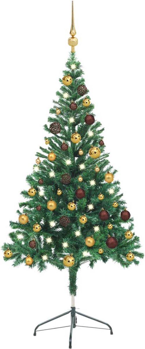 VidaLife Kunstkerstboom met LED's en kerstballen 380 takken 150 cm