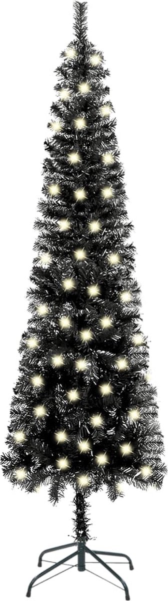 VidaLife Kerstboom met LED's smal 120 cm zwart