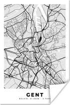 Poster Plattegrond – Gent – Zwart Wit – Stadskaart - Kaart - 40x60 cm