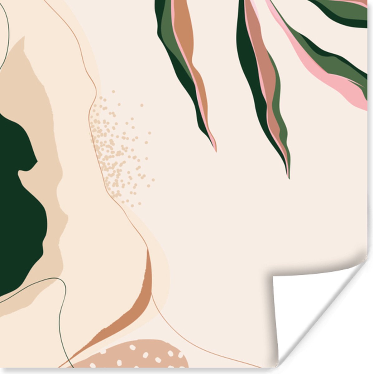 Poster Groen - Abstract - Blad - Stippen - 75x75 cm