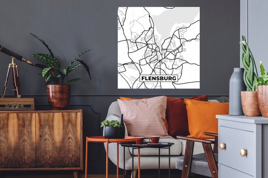 Stickers muraux - Flensbourg - Carte - Carte - Plan de la ville - 50x50 cm - Feuille adhésive