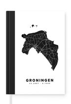 Notitieboek - Schrijfboek - Groningen - Nederland - Kaart - Wit - Notitieboekje - A5 formaat - Schrijfblok
