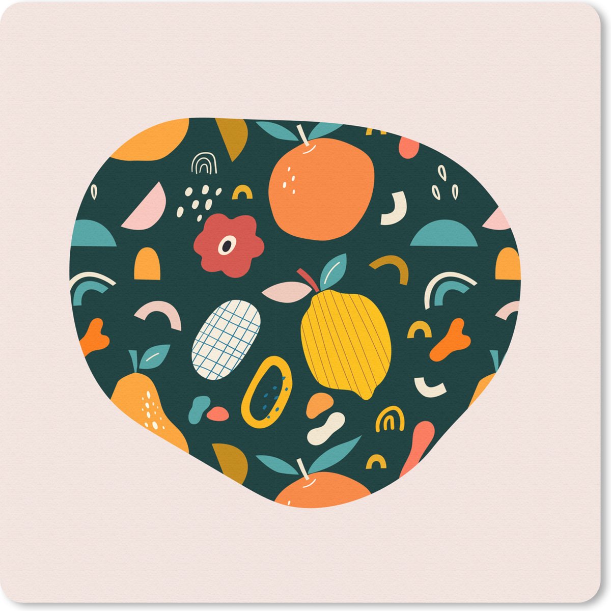 Muismat 20x20 cm - Mousepad Fruit - Eten - Bloemen - Natuur - Pastel - Muismatten