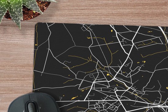 Muismat 30x30 cm - Mousepad Fontaine-L'Évêque - Plattegrond - Goud - Kaart - Stadskaart - Muismatten - Stadskaart