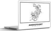 Laptop sticker - 15.6 inch - Kaart – Plattegrond – Stadskaart – Amersfoort – Nederland – Zwart Wit - 36x27,5cm - Laptopstickers - Laptop skin - Cover