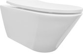 Saqu Opaque Hangtoilet - Incl. Toiletbril 35,5x53 cm - Voorgemonteerd - Glans Wit - WC Pot - Toiletpot - Hangend Toilet