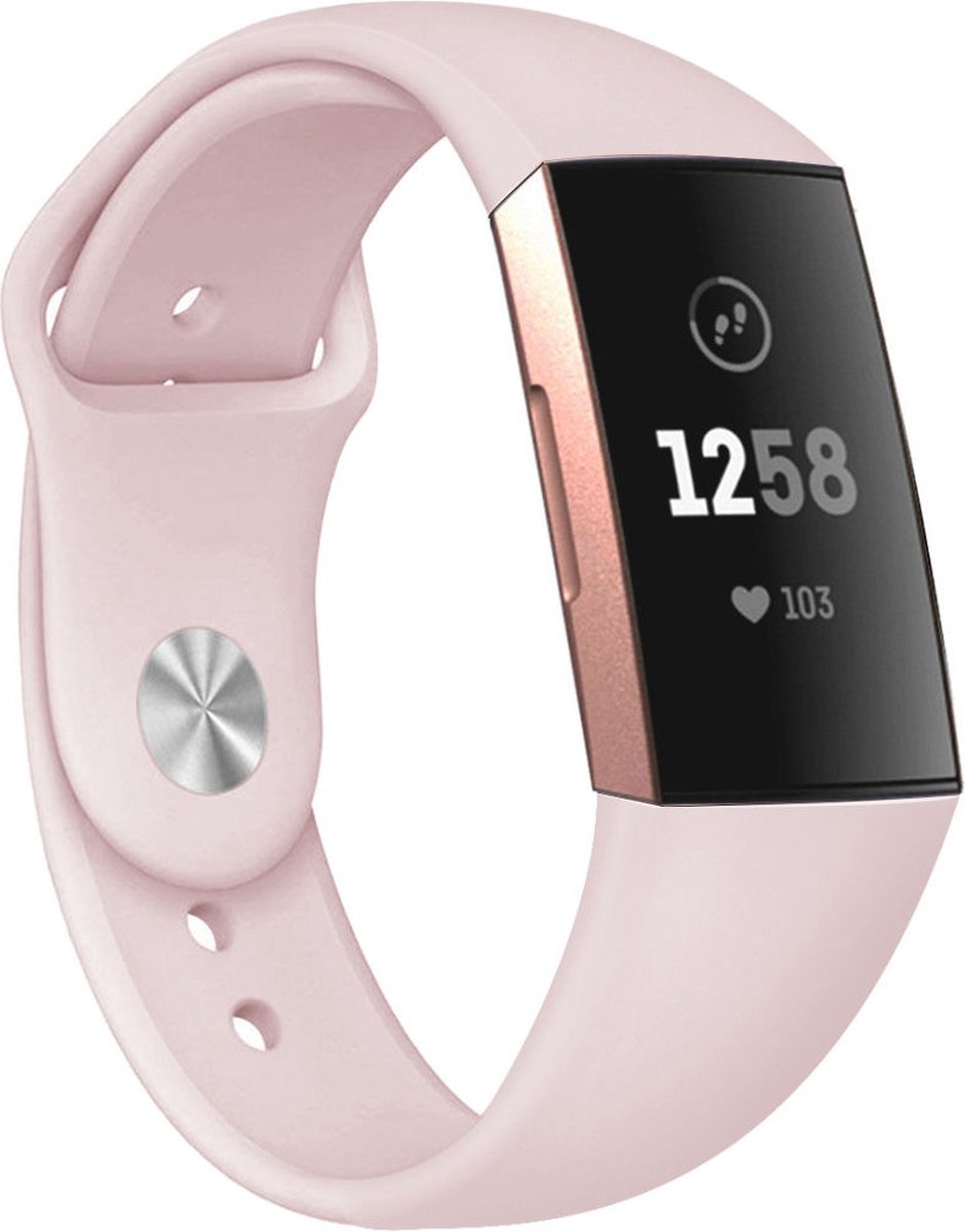 Fitbit Charge 4 / Charge 3 Bandje Siliconen Drukknoop Sluiting Roze