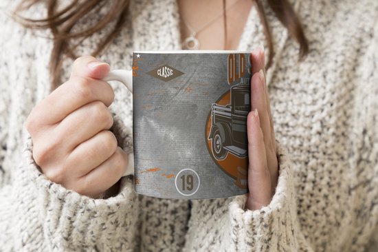 Tasse - Tasse à café - Mancave - Voiture - Vintage - Affiche - Tasses - 350 ML - Tasse - Tasses à café - Tasse à thé - Décoration Sinterklaas - Cadeaux pour enfants - Chaussures cadeaux Sinterklaas