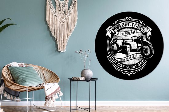 Wall Circle - Wall Circle - Mancave - Moto - Retro - Citation - Aluminium - ⌀ 140 cm - Intérieur et Extérieur