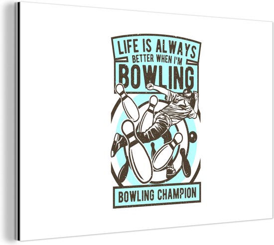 Décoration murale Métal - Peinture Aluminium Industriel - Bowling - Sport- Vintage - 60x40 cm - Dibond - Photo sur aluminium - Décoration murale industrielle - Pour le salon / chambre
