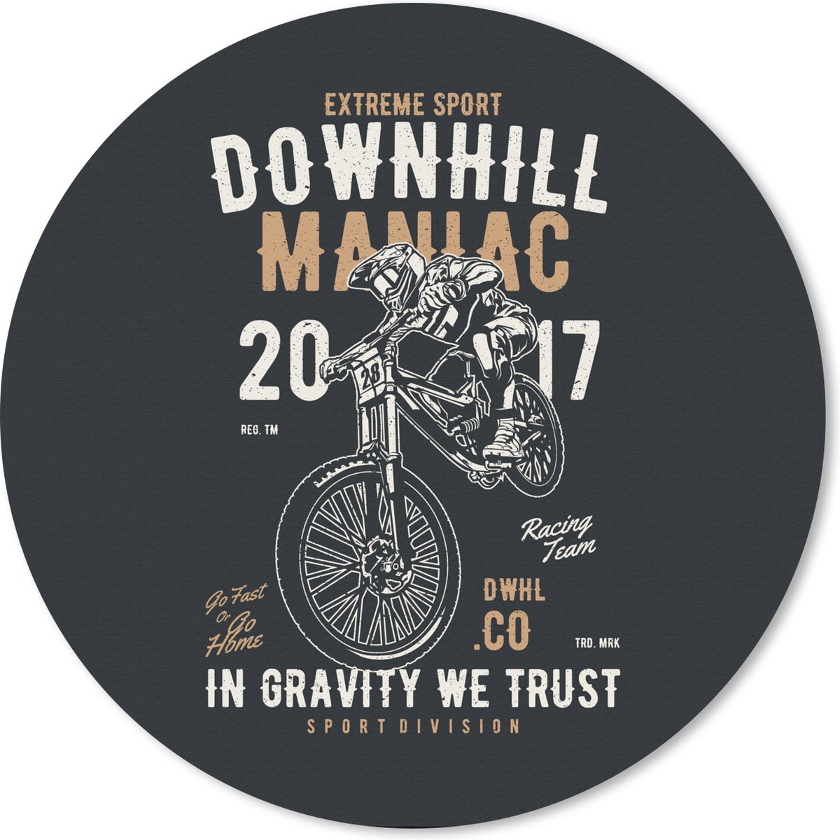 Muismat rond 40x40 cm - Mousepad Mancave - Motor - Race - Retro - Ronde muismatten