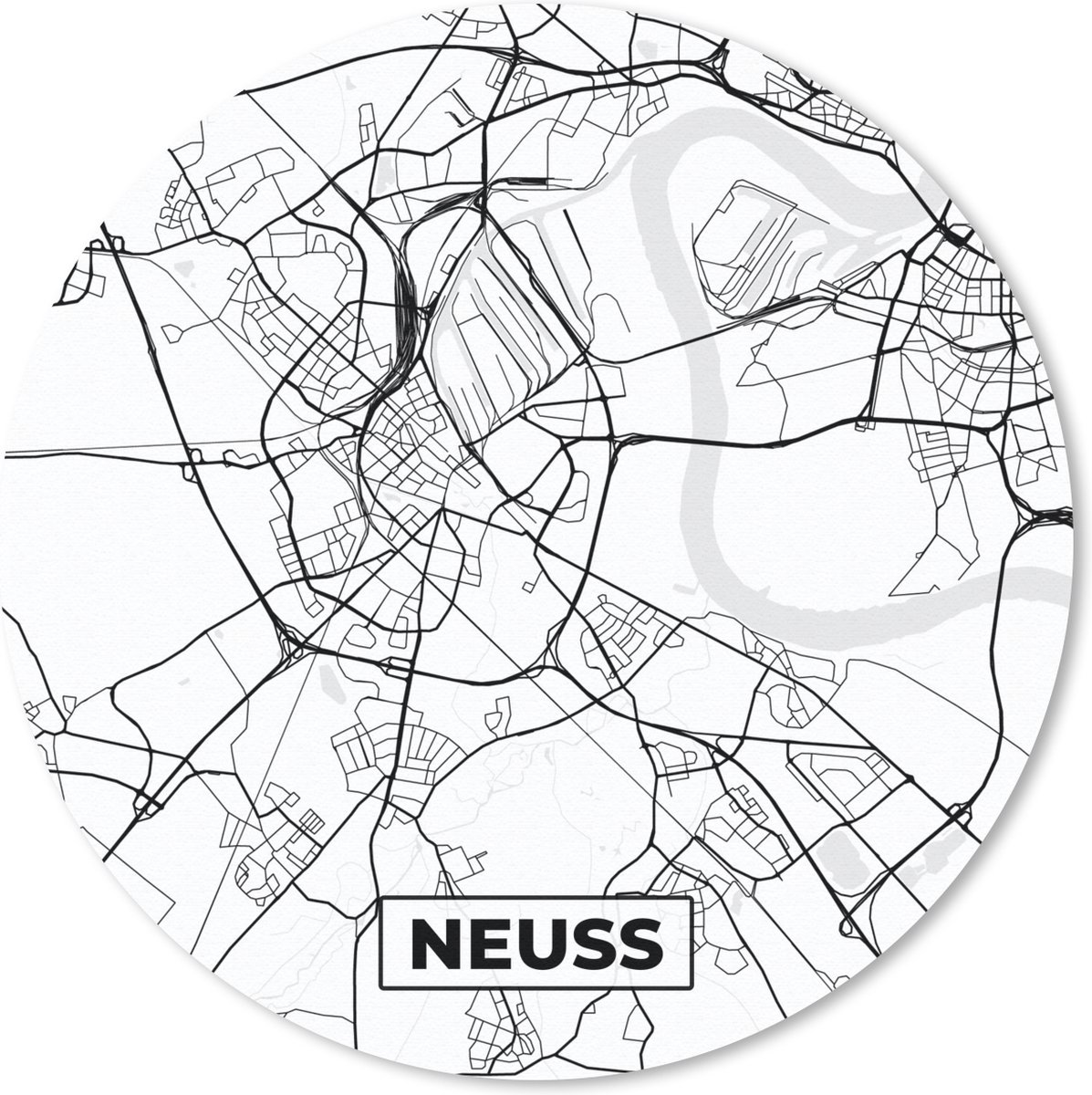 Muismat rond 40x40 cm - Mousepad Kaart - Neuss - Plattegrond - Stadskaart - Ronde muismatten - Stadskaart