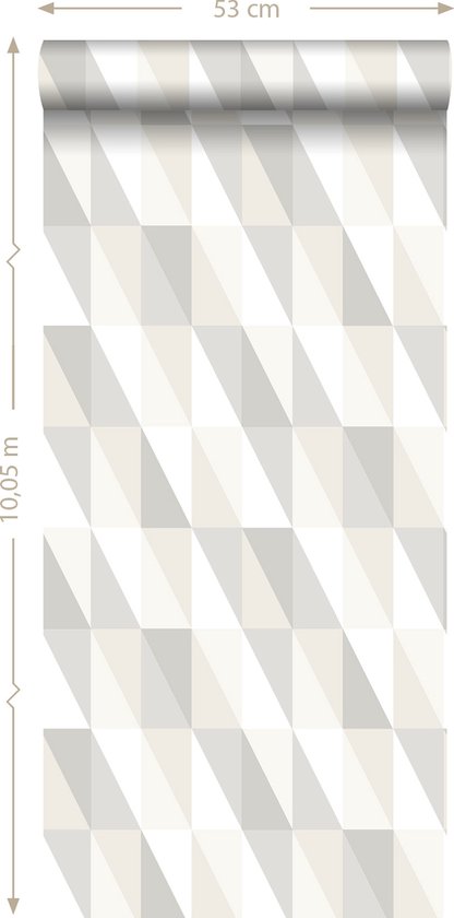 ESTAhome papier peint triangles graphiques argent et gris - 138922