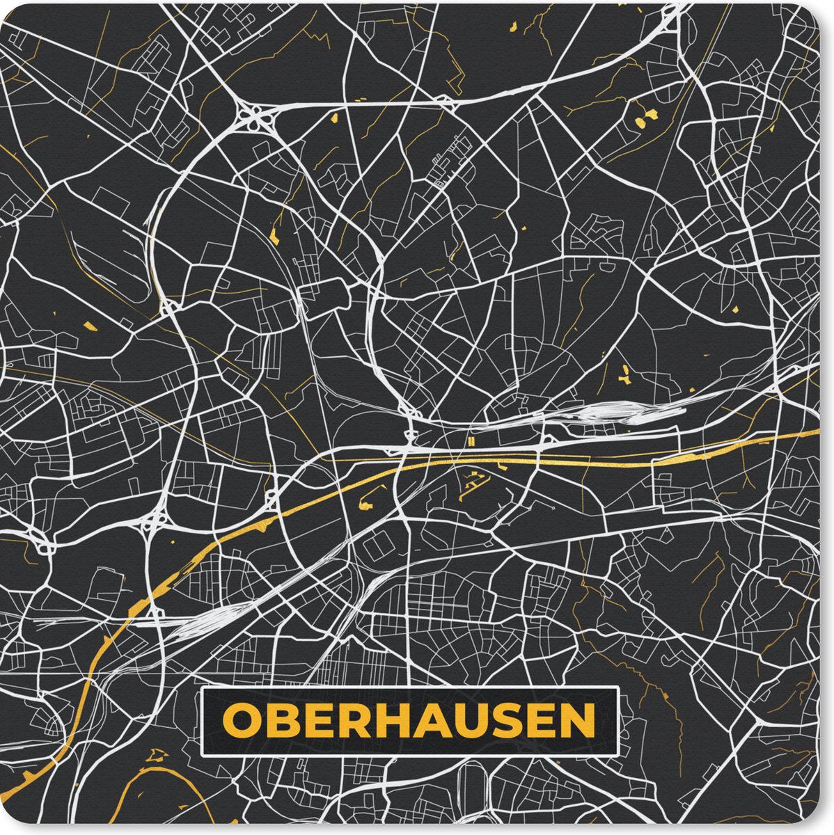 Muismat Klein - Oberhausen - Stadskaart - Plattegrond - Kaart - Goud - Duitsland - 20x20 cm