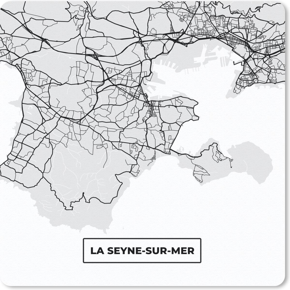Muismat 30x30 cm - Mousepad Kaart - Stadskaart - La-Seyne-sur-Mer - Plattegrond - Frankrijk - Muismatten - Stadskaart