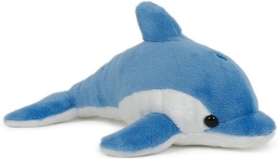 Pluche dolfijn knuffel blauw 20 cm speelgoed - Zeedieren dolfijnen knuffeldier - Dierenknuffels