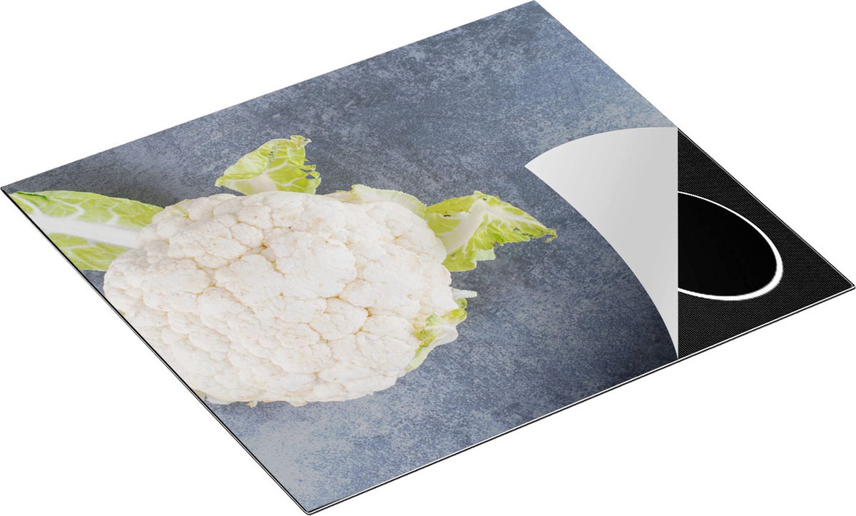 Chefcare Inductie Beschermer Bloemkool op Grijze Marmer - 58,3x51,3 cm - Afdekplaat Inductie - Kookplaat Beschermer - Inductie Mat
