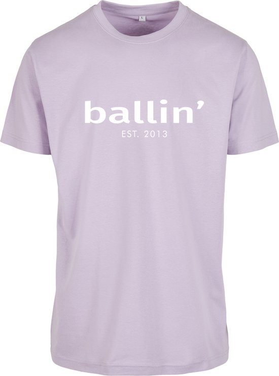 Heren Tee SS met Ballin Est. 2013 Regular Fit Shirt Print - Paars - Maat XXL