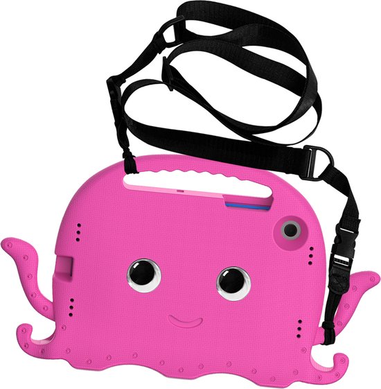 Tablet hoes geschikt voor Samsung Galaxy Tab A8 (2021) - Schokbestendige case met handvat - Octopus Kids Cover met schouderriem - Magenta