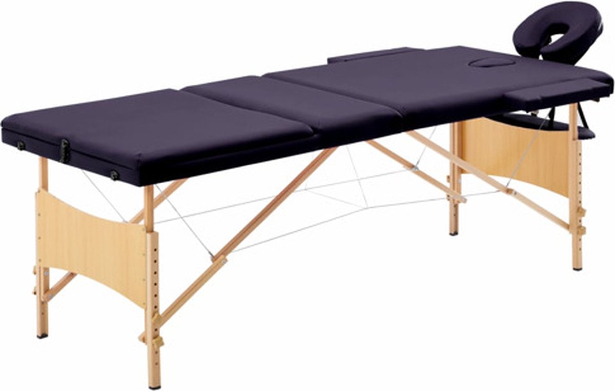 Goedkoopste vidaXL - Massagetafel - inklapbaar - 3 - zones - hout - paars