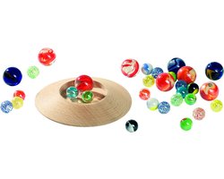 GOKI Knikkerspel - Knikkerbord - Hout Met 31 Knikkers - In Katoenen Zakje - 3 Jaar