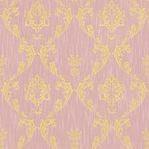 Barok behang Profhome 306585-GU textiel behang gestructureerd in barok stijl glanzend goud roze 5,33 m2