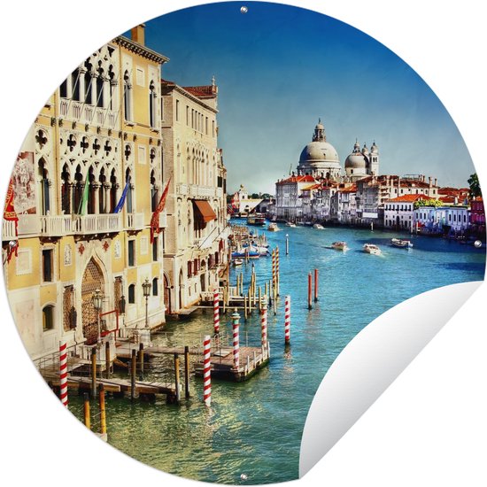 Tuincirkel Venetië - Italië - Water - 120x120 cm - Ronde Tuinposter - Buiten XXL / Groot formaat!