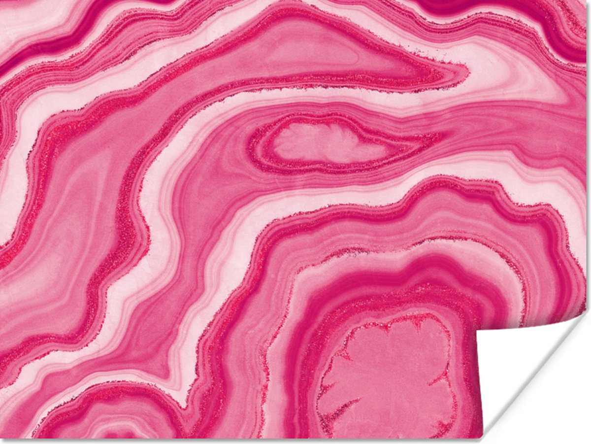 Poster Roze - Geode - Agaat steen - Edelstenen - 80x60 cm