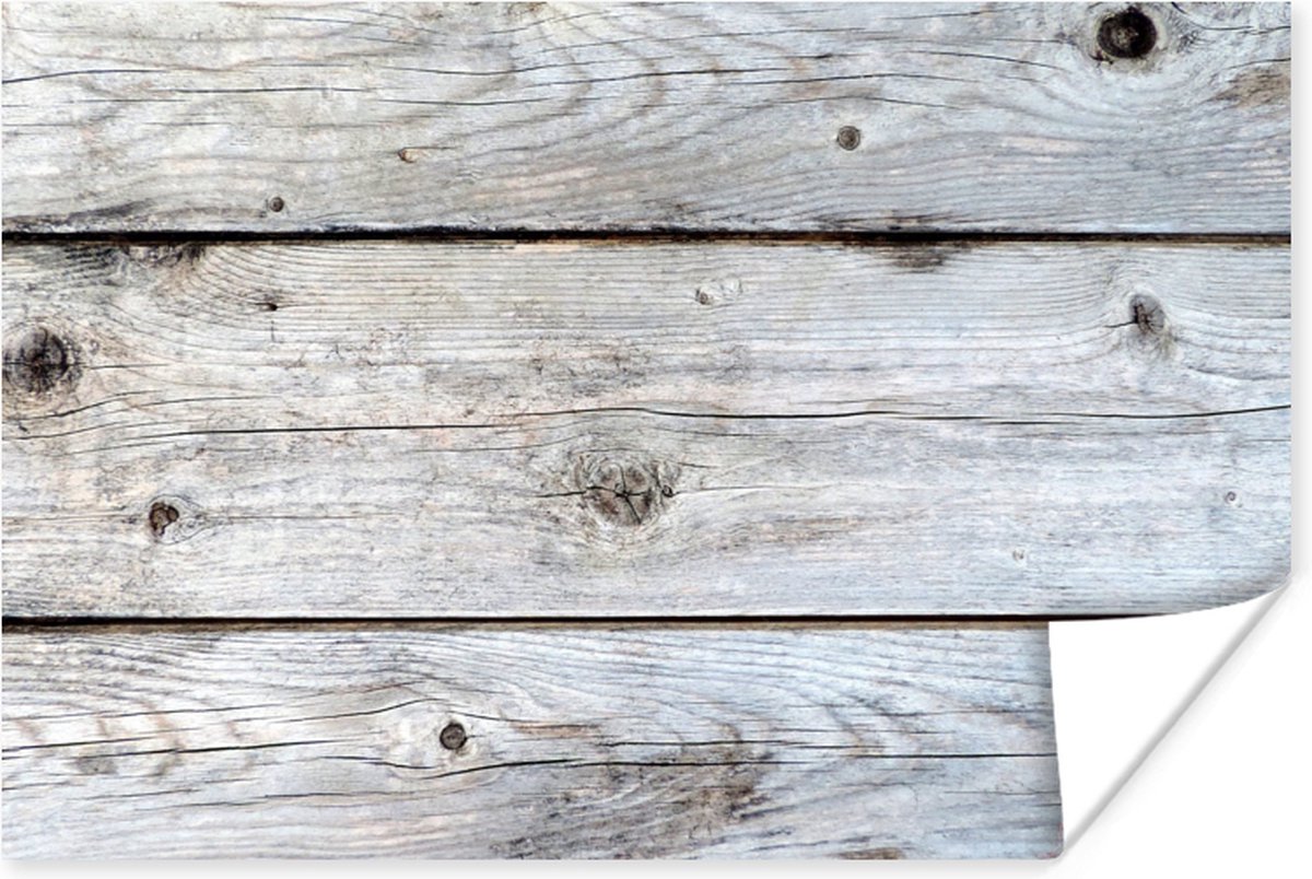 Poster Wit - Hout - Planken - 90x60 cm