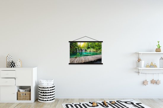 Support pour affiches avec affiche 60 x 40 cm - Affiche scolaire - Pont - Cascade - Nature - Affiche textile - Lattes noires