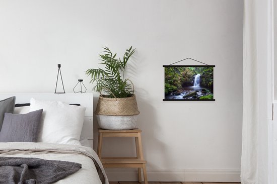 Posterhanger incl. Poster 60x40 cm - Schoolplaat - Waterval - Natuur - Water - Textielposter - Zwarte latten