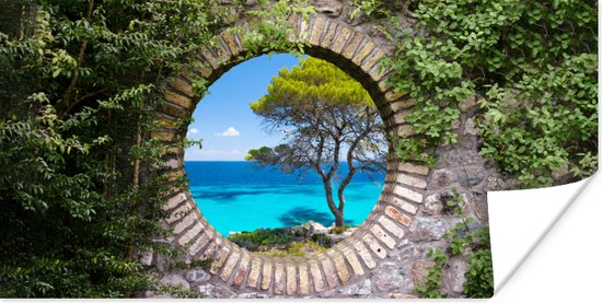 Affiche Mer - Arbre - Vue tropicale - 40x20 cm