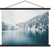 Posterhanger incl. Poster 40x30 cm - Schoolplaat - Winter - Water - Sneeuw - Textielposter - Zwarte latten