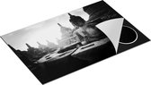 Chefcare Inductie Beschermer Boeddha Beeld in een Tempel - Zwart Wit - 81,6x52,7 cm - Afdekplaat Inductie - Kookplaat Beschermer - Inductie Mat