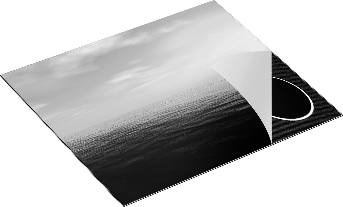 Chefcare Inductie Beschermer Zee Water tijdens Zonsondergang - Zwart Wit - 60x50 cm - Afdekplaat Inductie - Kookplaat Beschermer - Inductie Mat