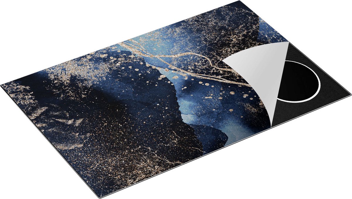 Chefcare Inductie Beschermer Abstracte Kunst - Zwarte Marmer met Gloed - 80x52 cm - Afdekplaat Inductie - Kookplaat Beschermer - Inductie Mat