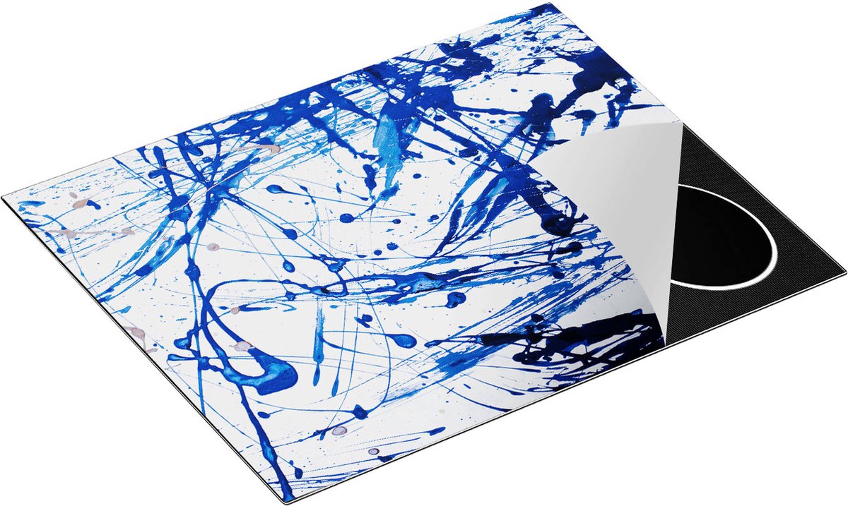 Chefcare Inductie Beschermer Abstracte Kunst Blauwe Verf - 65x50 cm - Afdekplaat Inductie - Kookplaat Beschermer - Inductie Mat