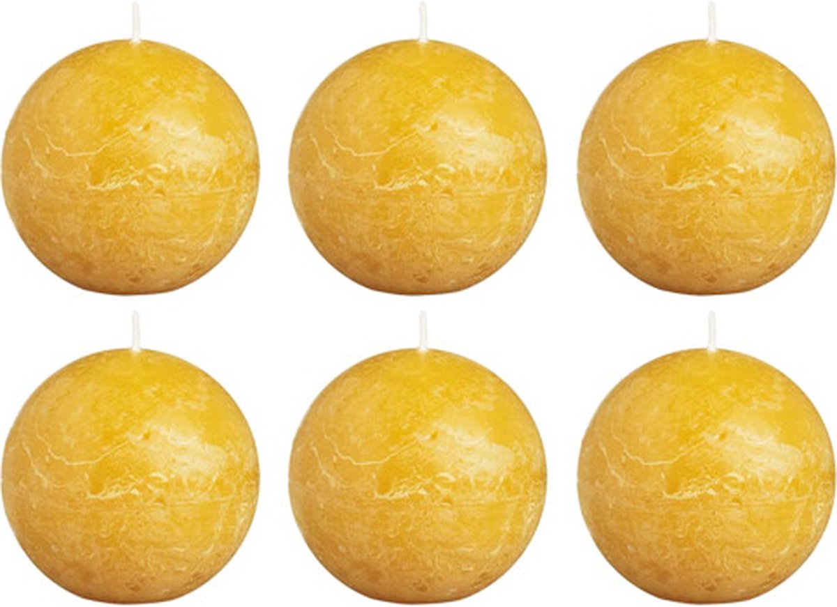 Bolsius Rustic Ball Candles 6 pcs 80 mm ochre yellow