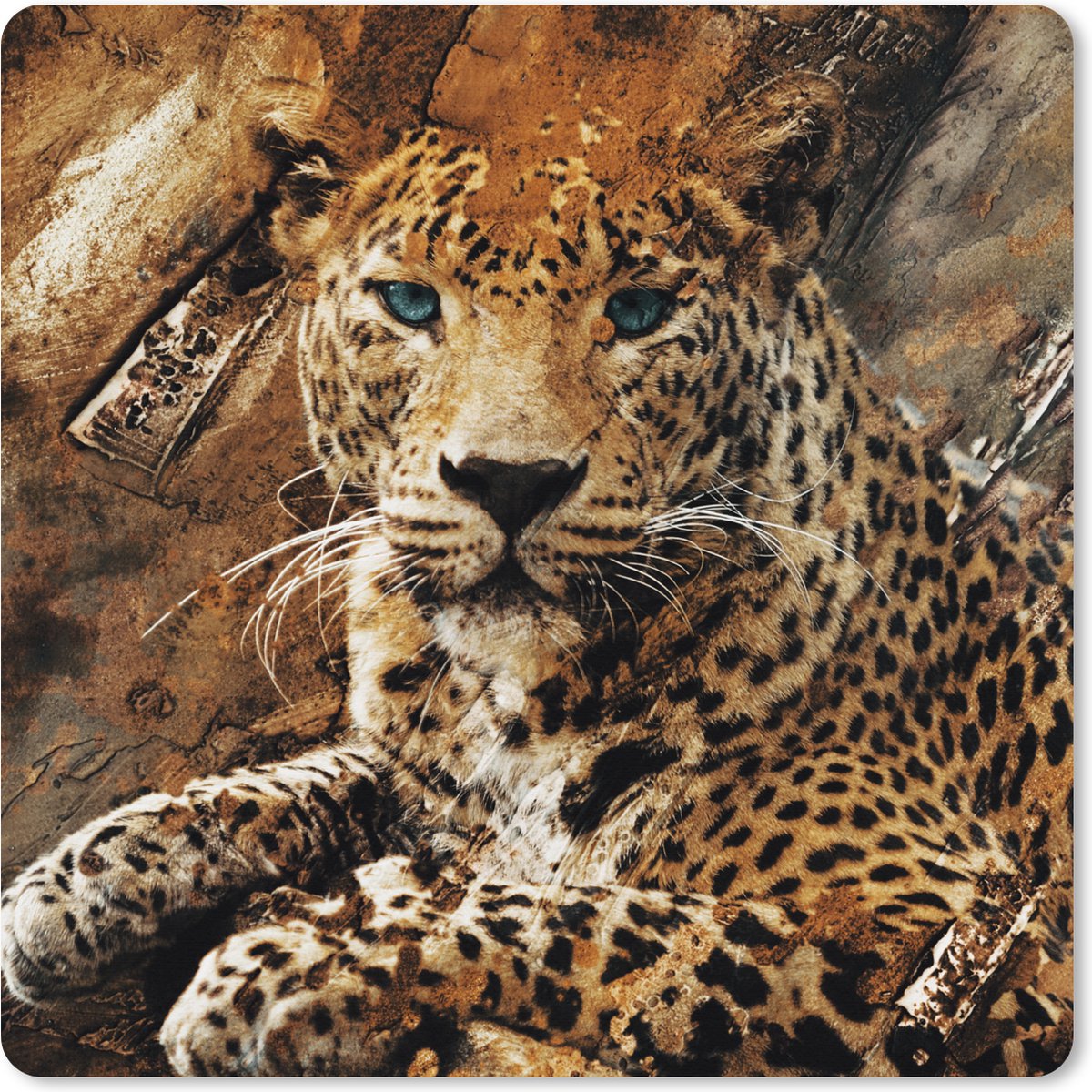 Muismat XXL 60x60 cm - Bureau onderlegger - Bureau mat Luipaard - Dieren - Wild - Bureaumat - Gaming mousepad xl - Bureaulegger groot - Computer deskmat