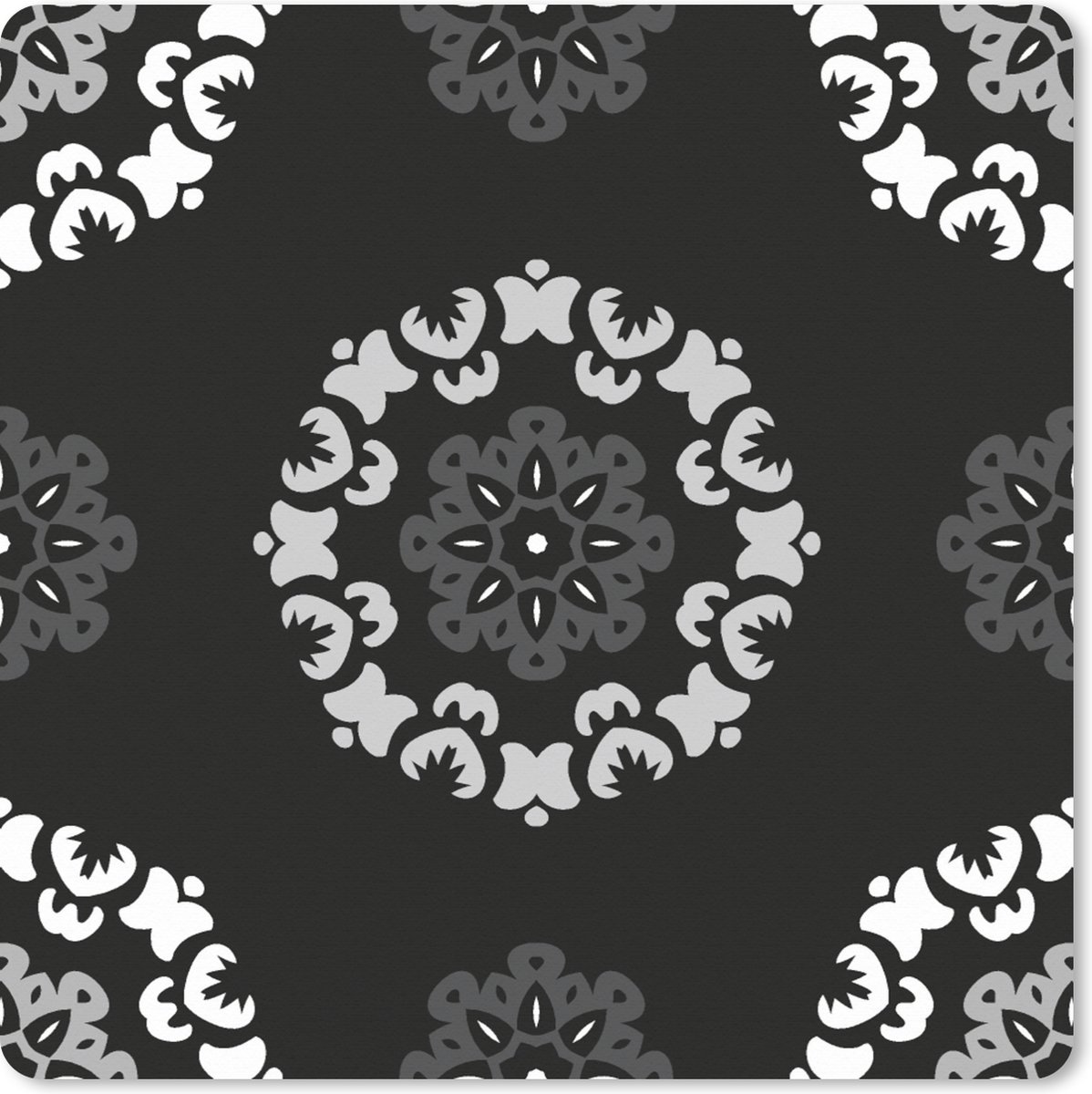 Muismat XXL - Bureau onderlegger - Bureau mat - Mandala - Patronen - Zwart Wit - 50x50 cm - XXL muismat
