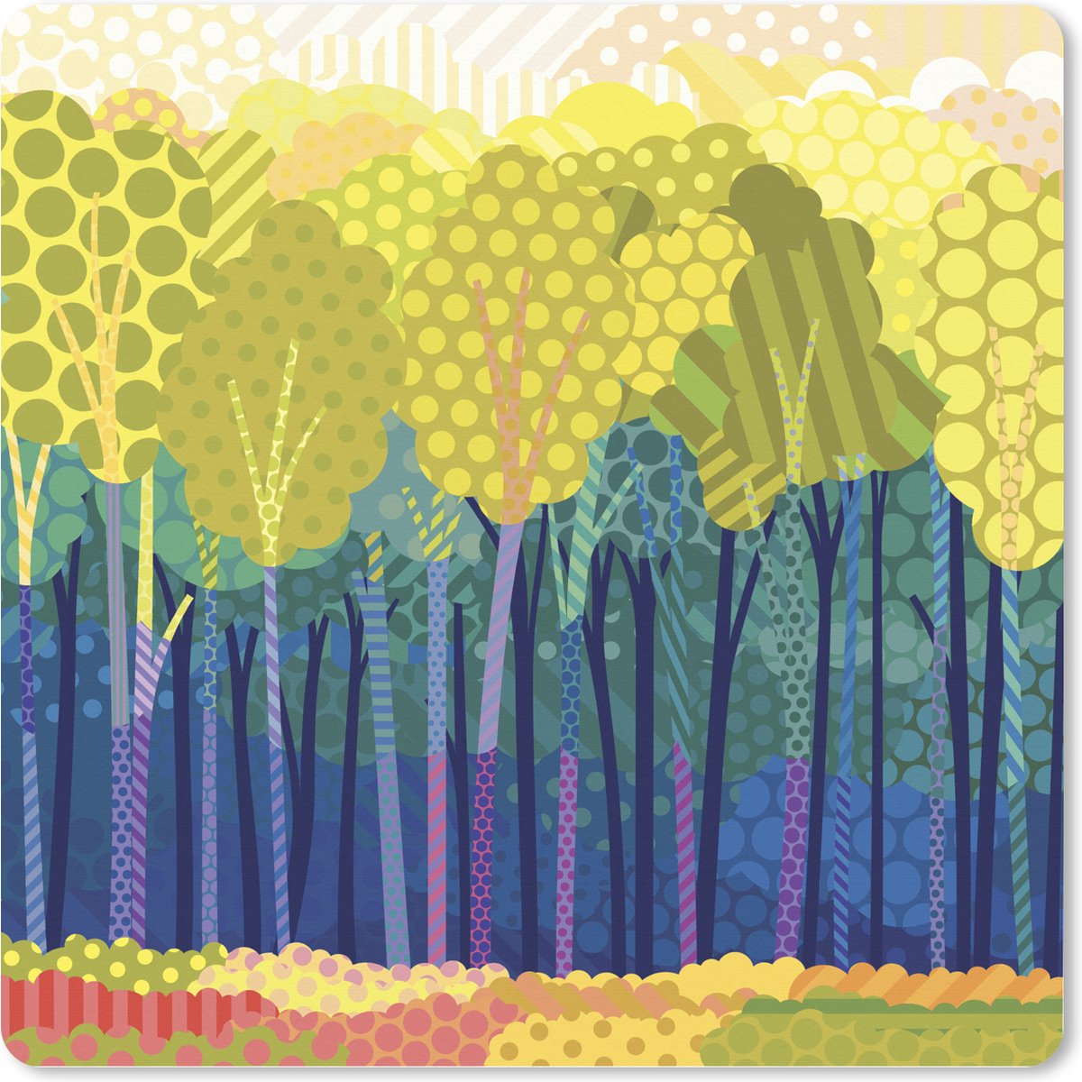 Muismat XXL - Bureau onderlegger - Bureau mat - groene bomen in een bos - 60x60 cm - XXL muismat