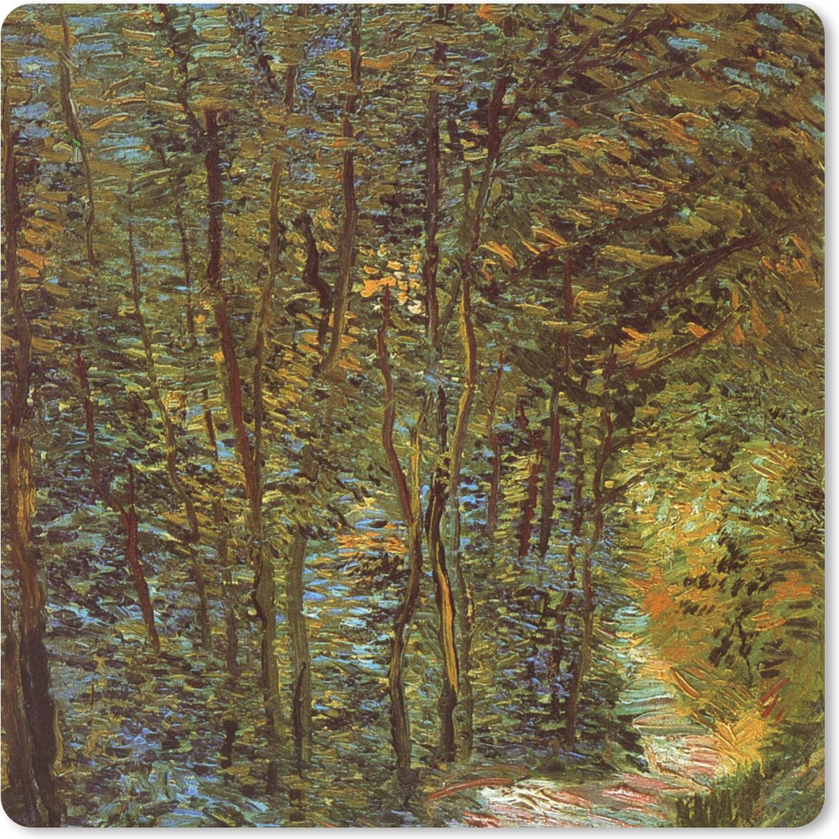 Muismat XXL 60x60 cm - Bureau onderlegger - Bureau mat In het bos - Vincent van Gogh - Bureaumat - Gaming mousepad xl - Bureaulegger groot - Computer deskmat