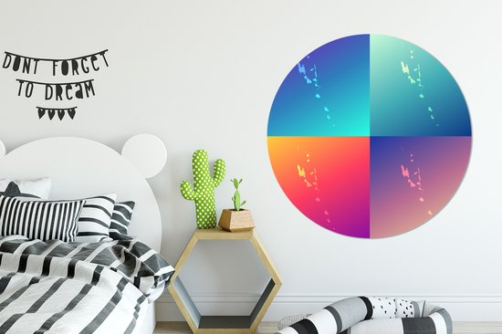 Quatre illustrations colorées de Vanuatu Assiette en plastique cercle mural ⌀ 120 cm - impression photo sur cercle mural / cercle vivant (décoration murale) XXL / Groot format!