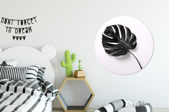 Assiette en plastique de cercle mural feuille de monstera spécialement peinte ⌀ 90 cm - impression photo sur cercle mural / cercle vivant (décoration murale)