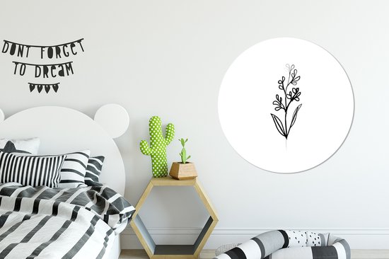 WallCircle - Wandcirkel ⌀ 90 - Line art - Abstract - Bloemen - Ronde schilderijen woonkamer - Wandbord rond - Muurdecoratie cirkel - Kamer decoratie binnen - Wanddecoratie muurcirkel - Woonaccessoires