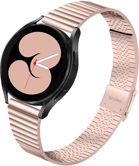 Universeel 20MM Horloge Bandje / Smartwatch Bandje Metaal met Dubbele Gesp  Roze Goud | bol.com