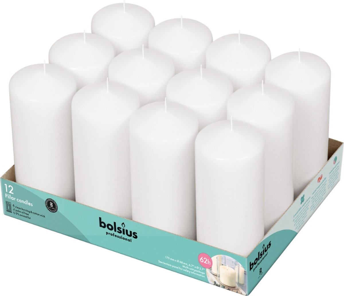 Bolsius Horeca stompkaars - 170/68 - 12 stuks per verpakking - Wit