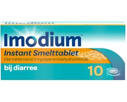 Imodium Instant Smelttablet 2 mg bij waterige diarree en langdurige diarree - diarreeremmer - anti-diarree - 1 x 10 stuks